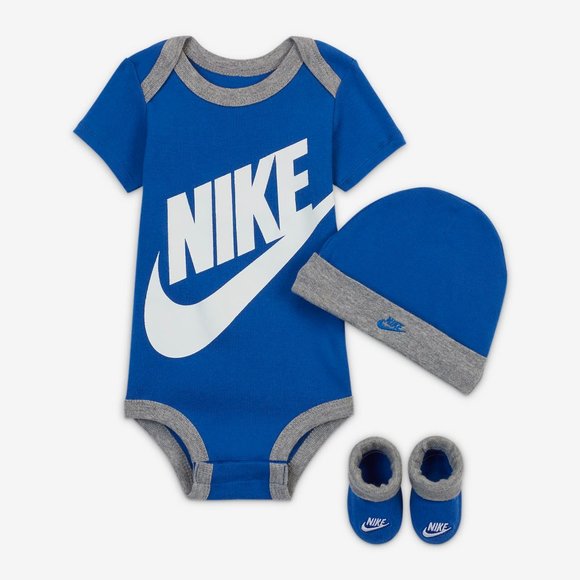 🌺 NIKE 🌺 Baby (6-12M) Bodysuit, Hat and Booties Box Set - Picture 2 of 3